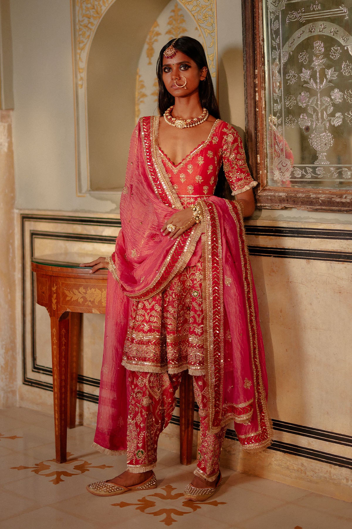 Rust-Pink Anarkali Salwar