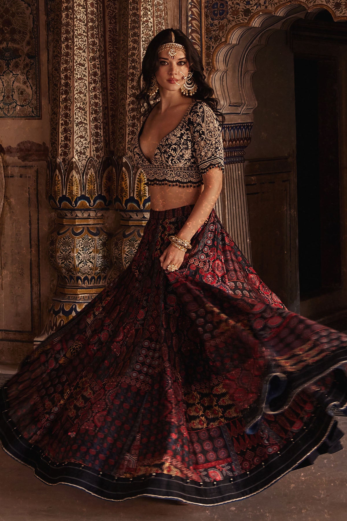Black Printed Lehenga