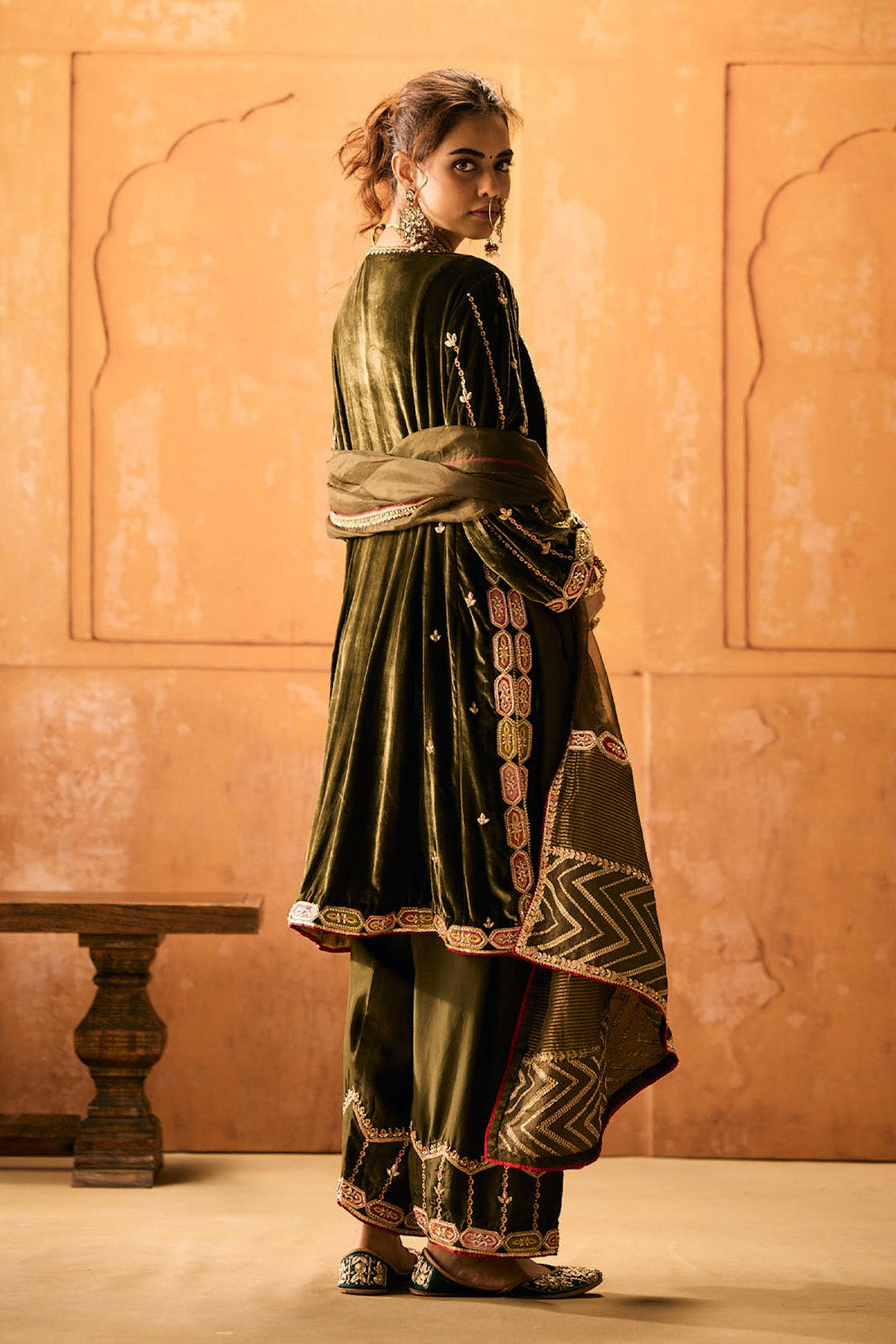 Olive Green Velvet Suit