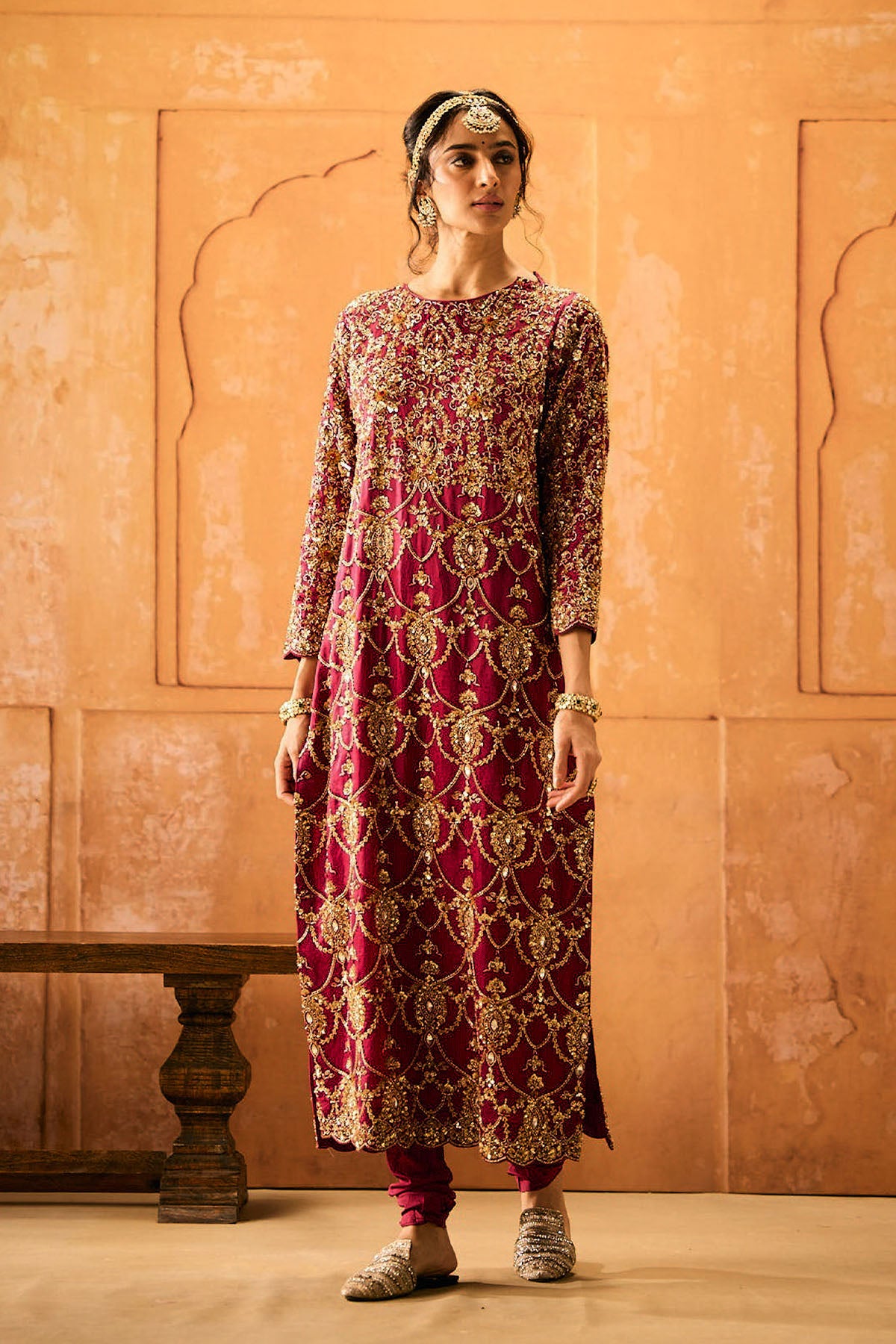 Burgundy Churidaar
