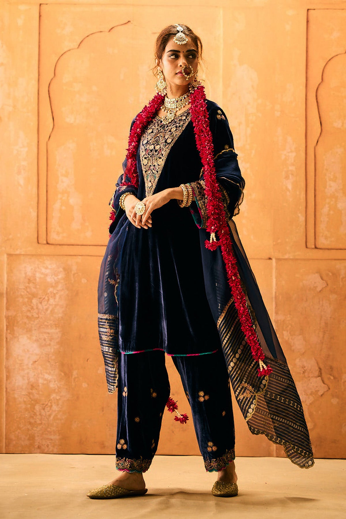 Navy Blue Velvet Suit