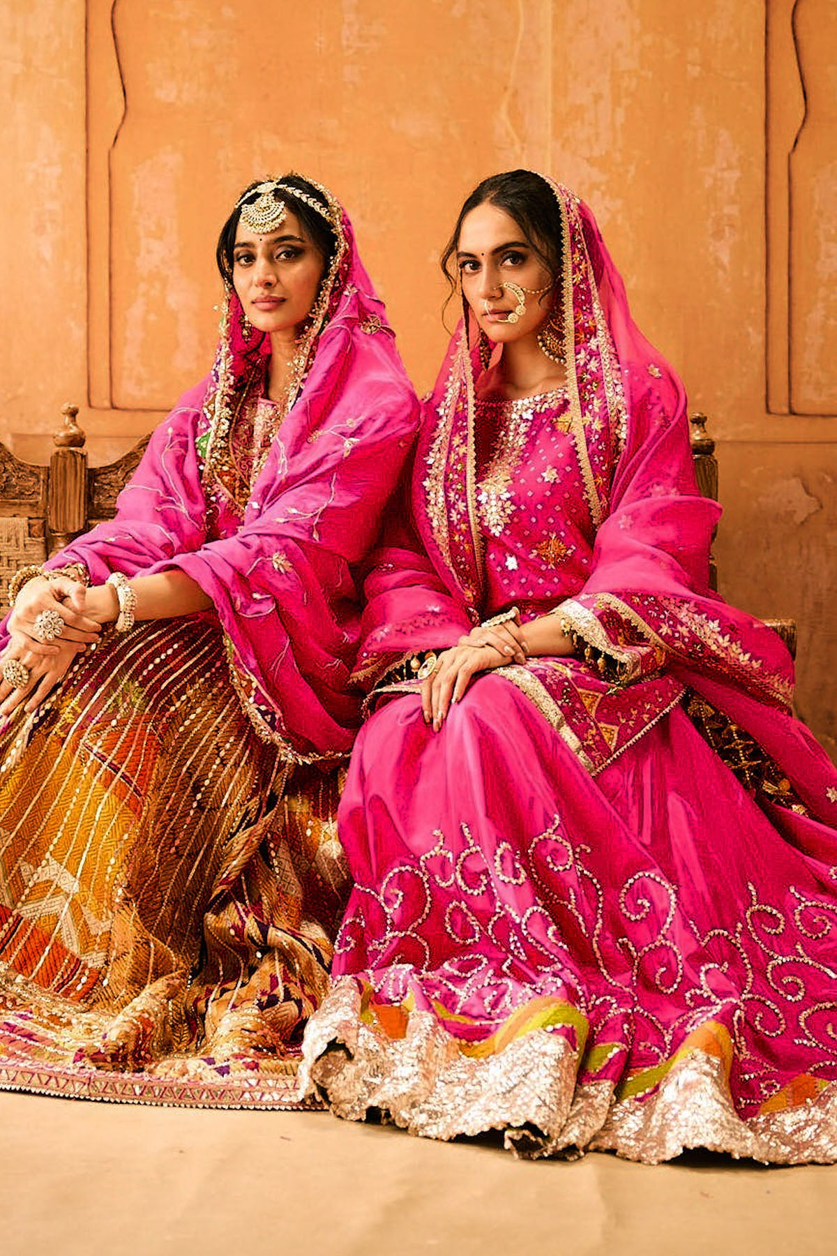 Magenta Phulkari Lehenga
