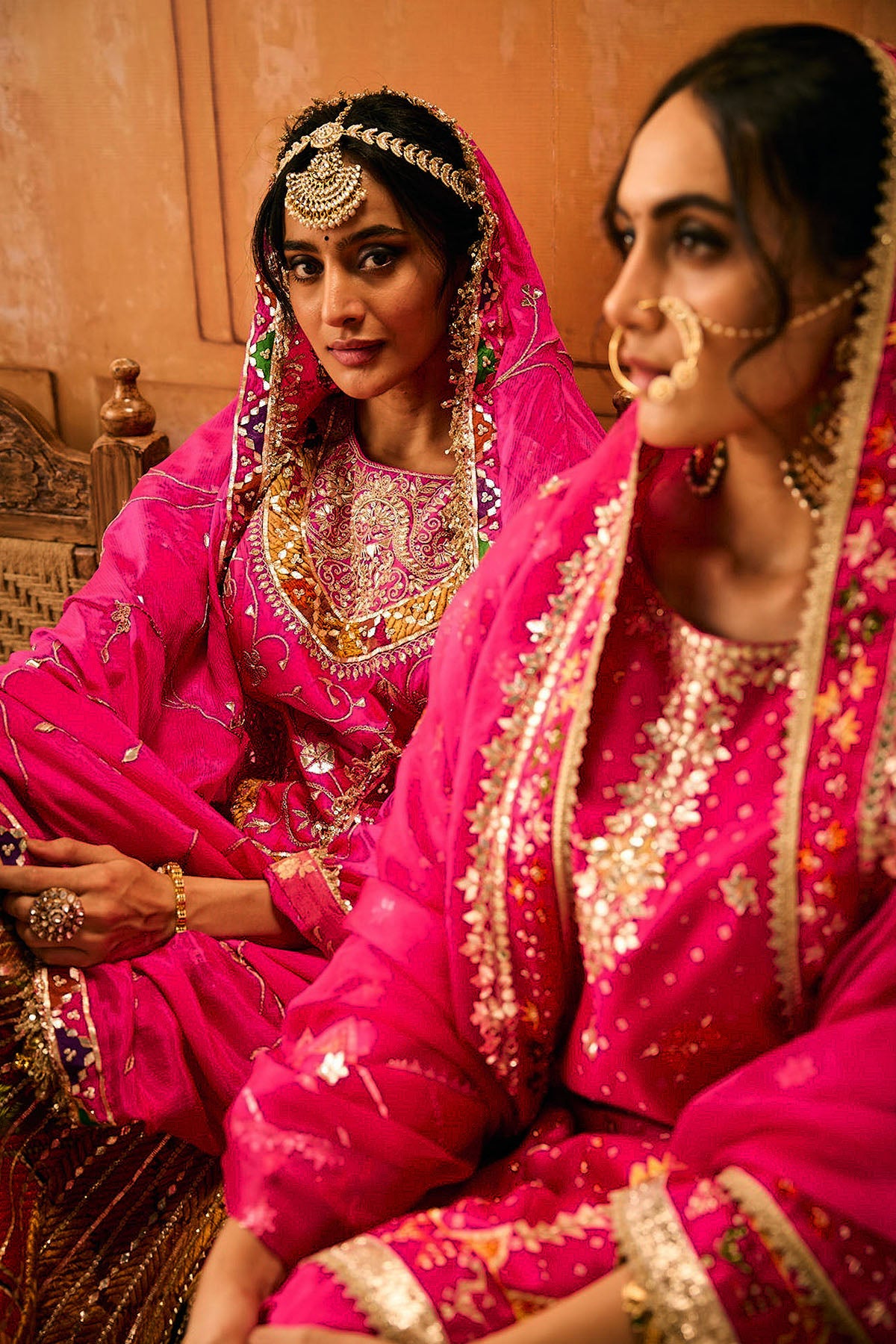 Magenta Phulkari Lehenga