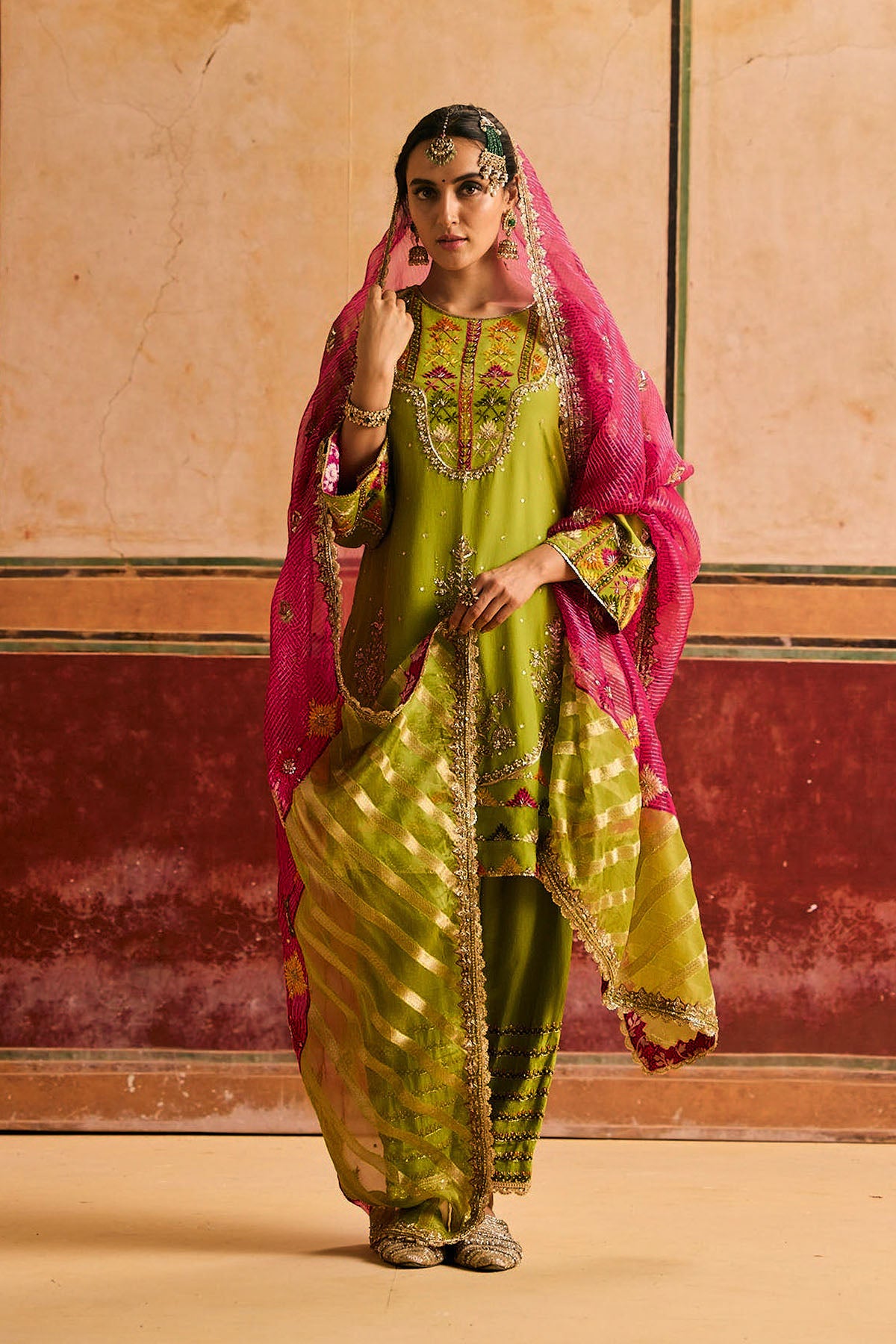 Green Phulkari Suit