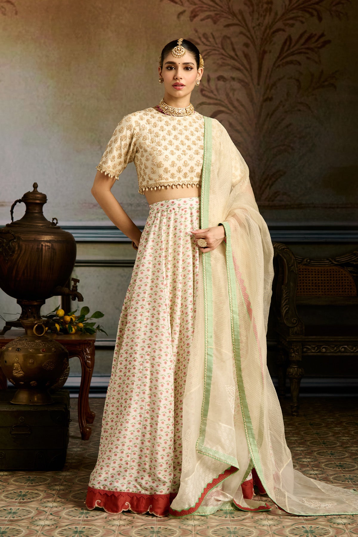 Ivory Printed Lehenga