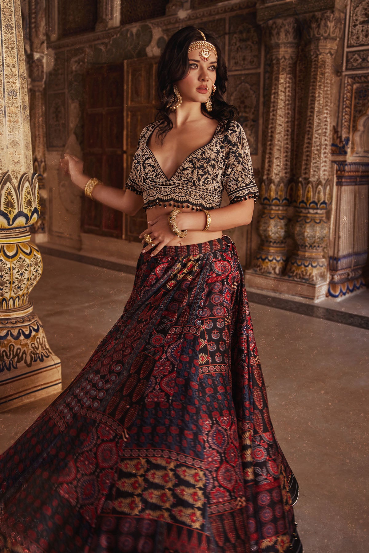 Black Printed Lehenga