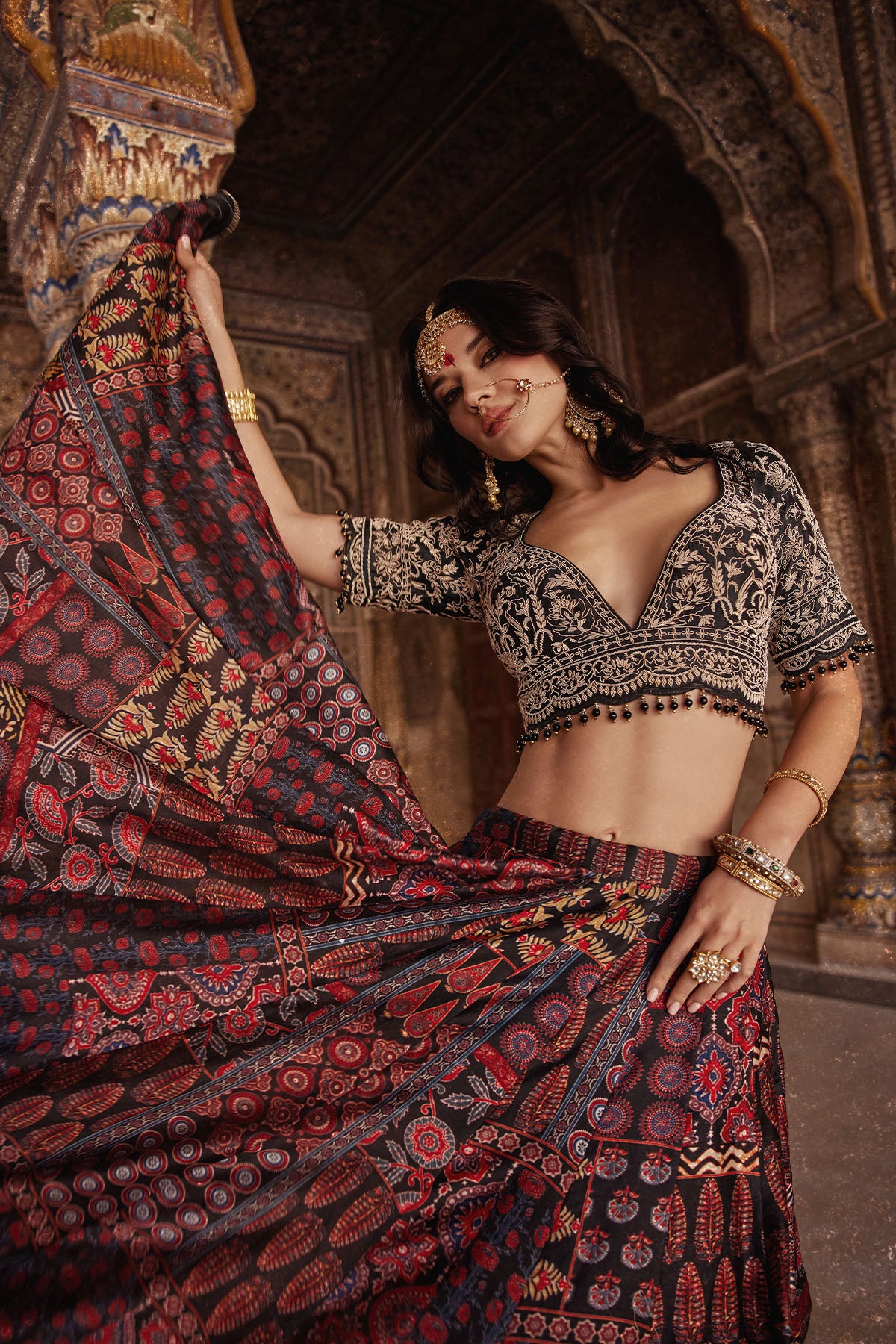 Black Printed Lehenga
