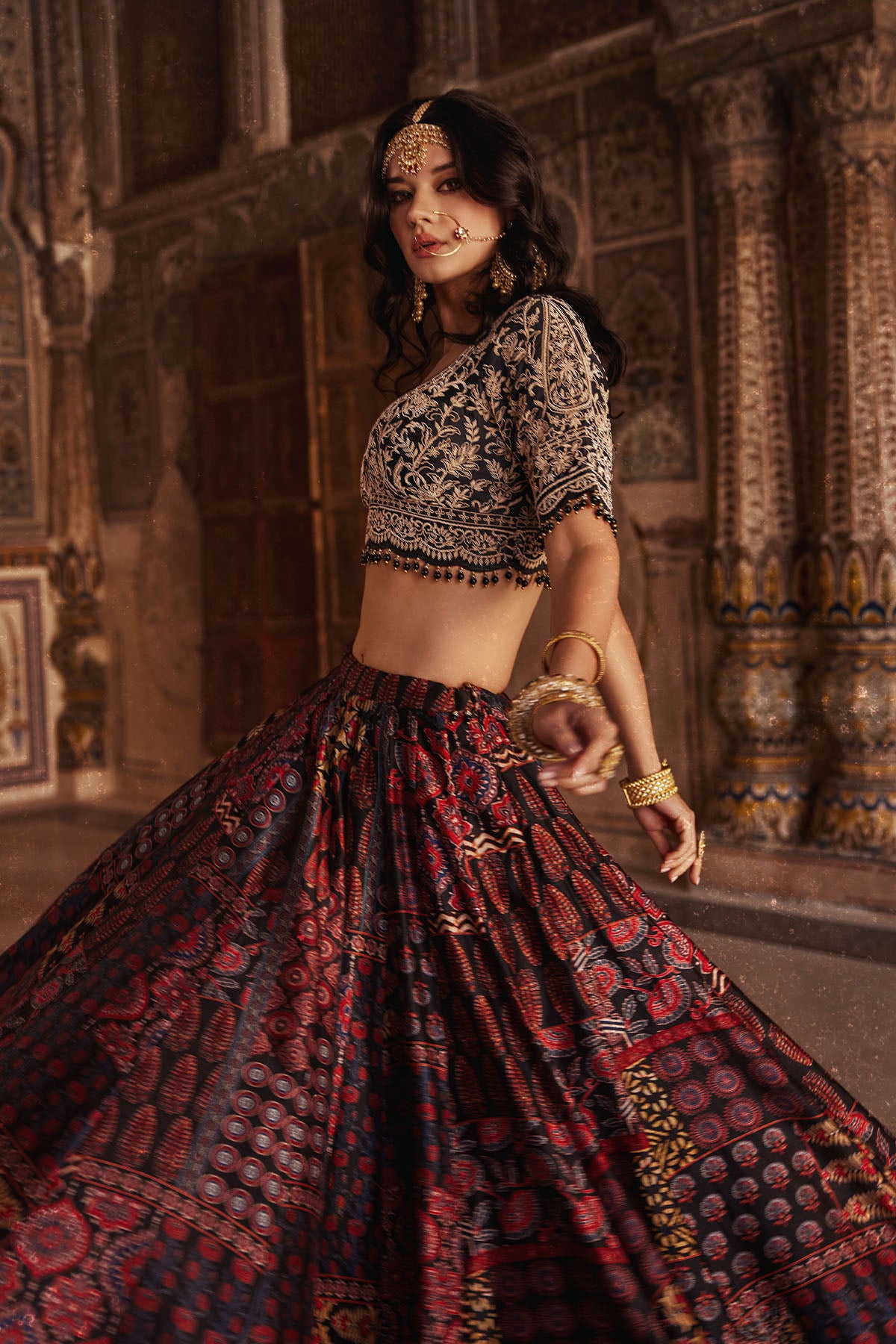 Black Printed Lehenga