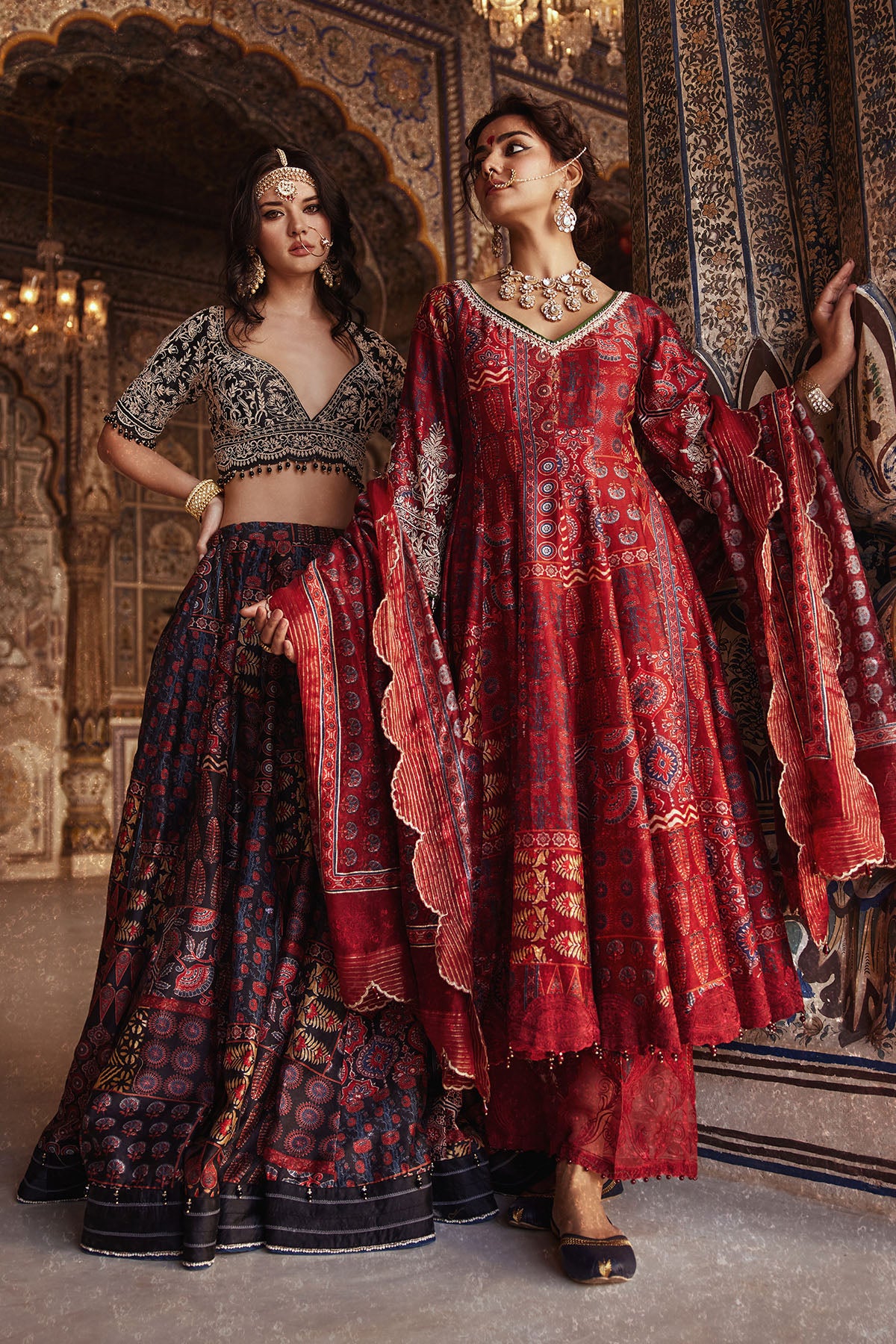 Maroon Printed Anarkali