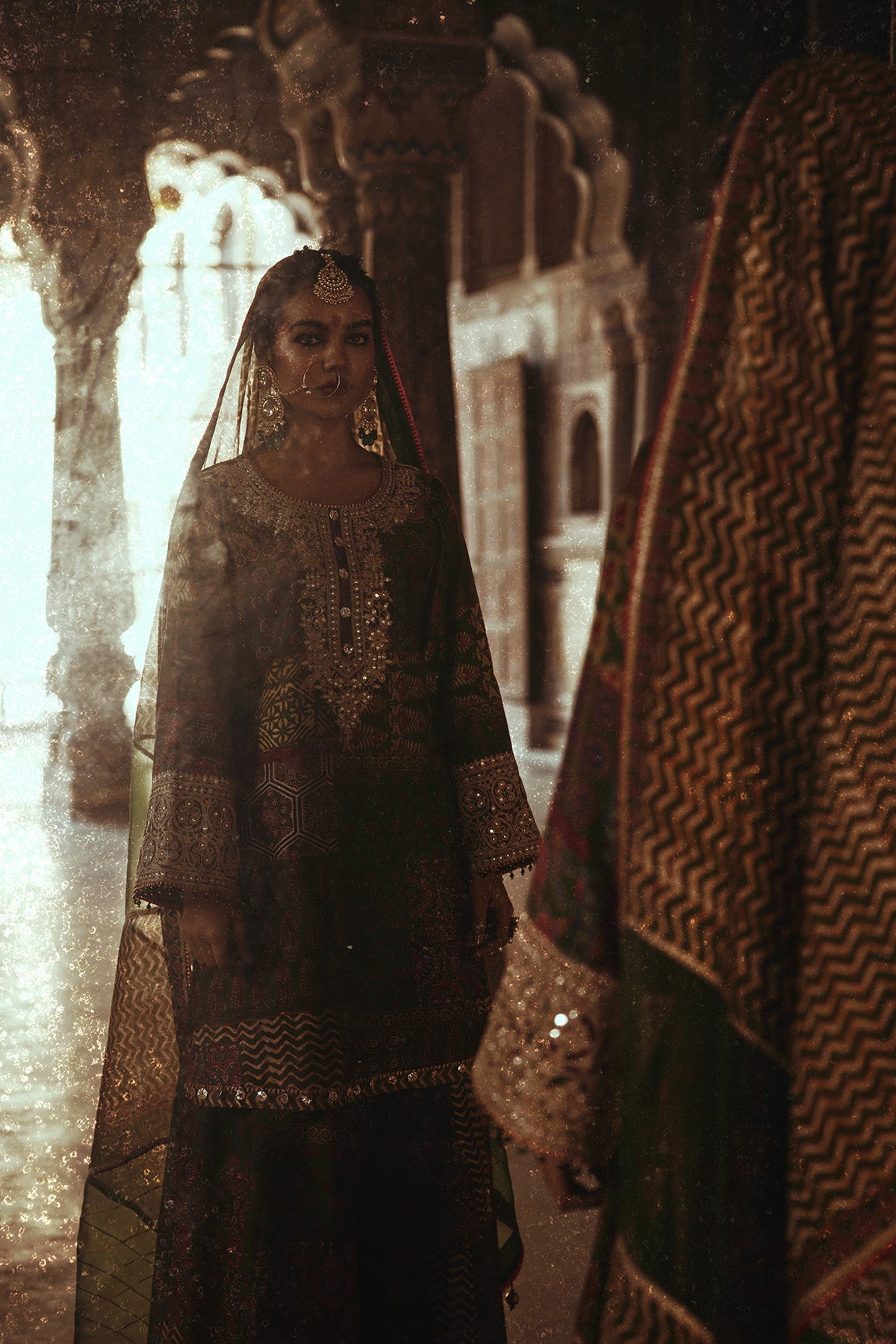 Green Printed Sharara
