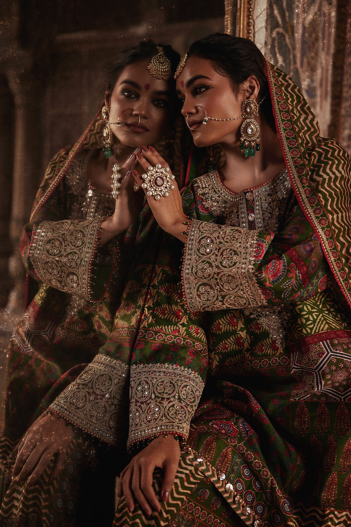 Green Printed Sharara