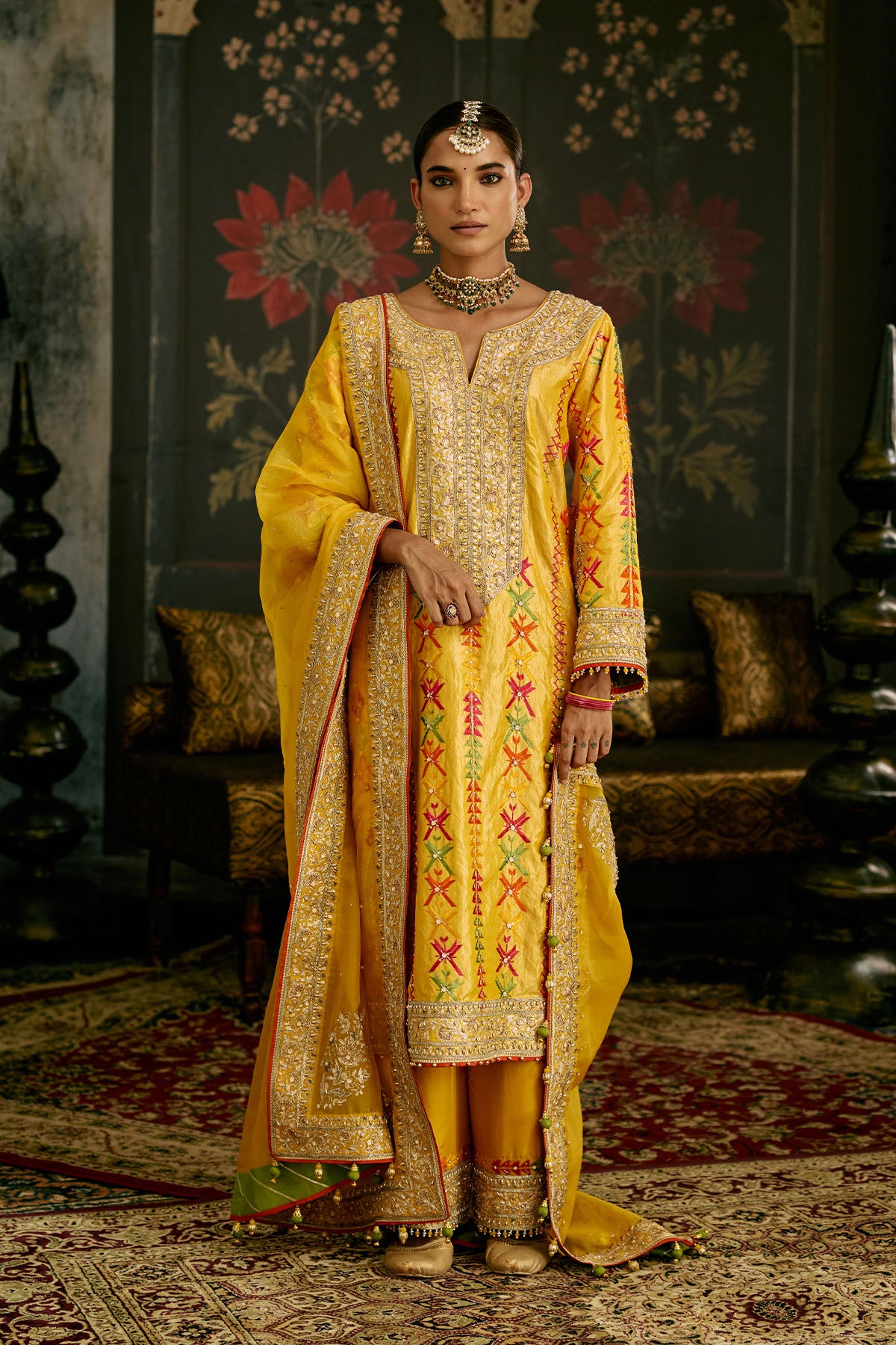 Yellow Phulkari Suit