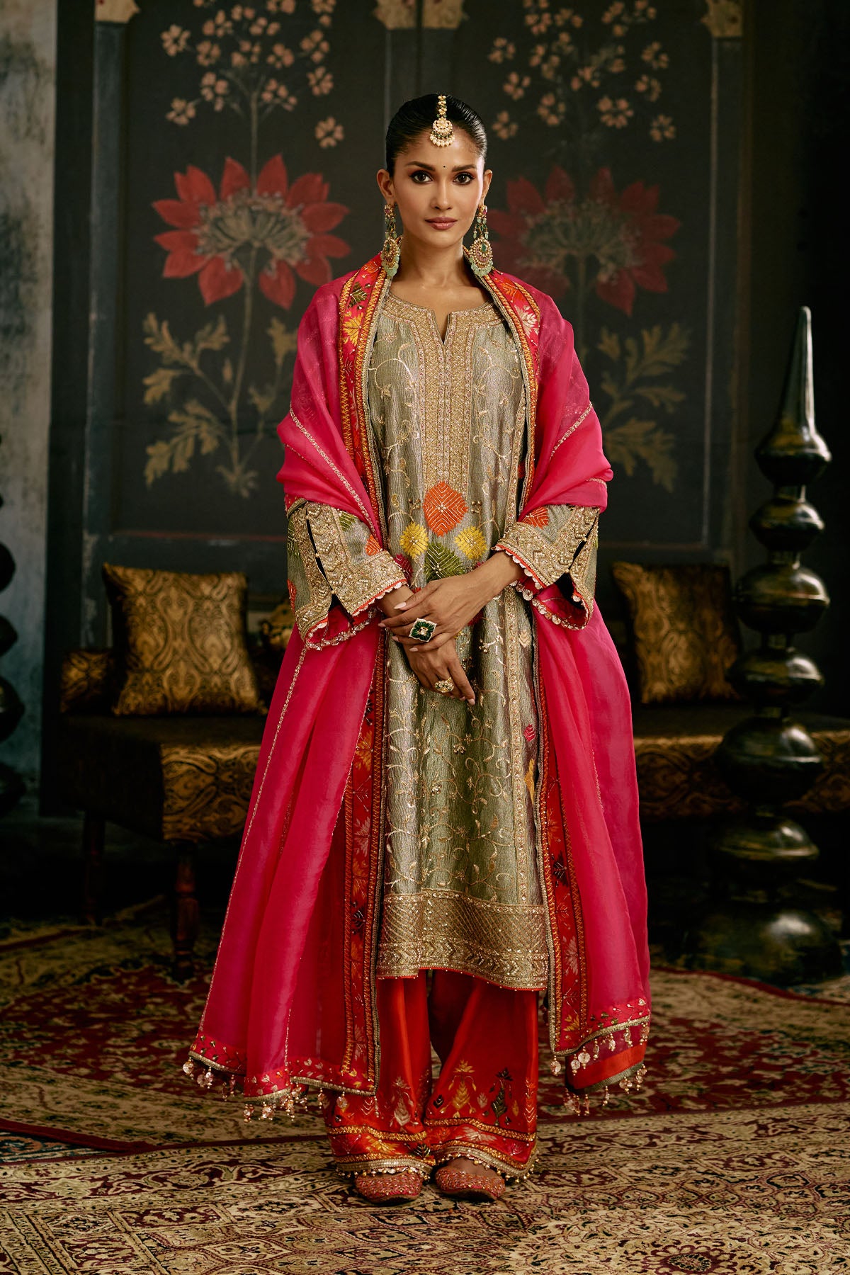 Magenta Phulkari Salwar Suit