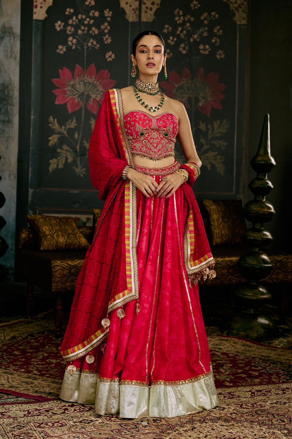 Red Printed Lehenga