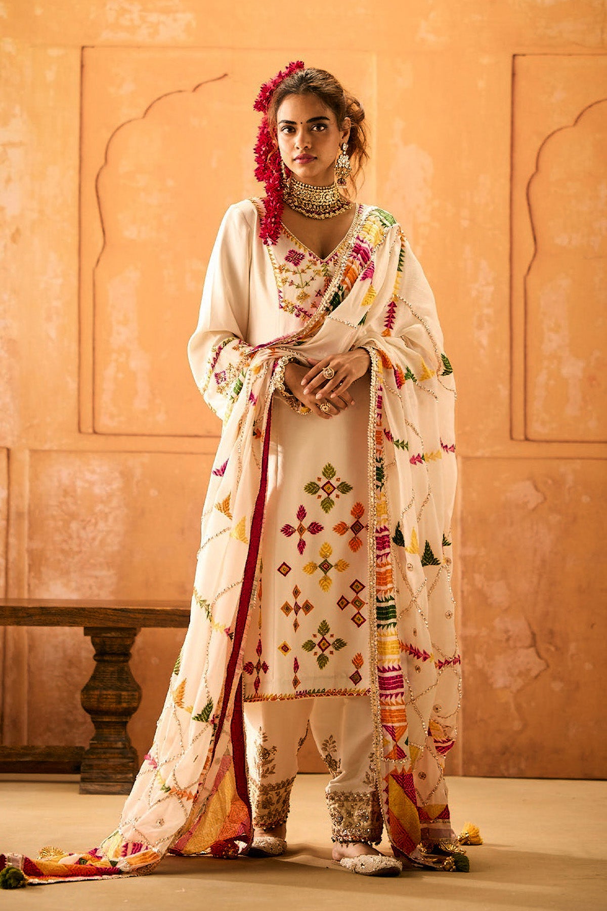 Ivory Phulkari Suit