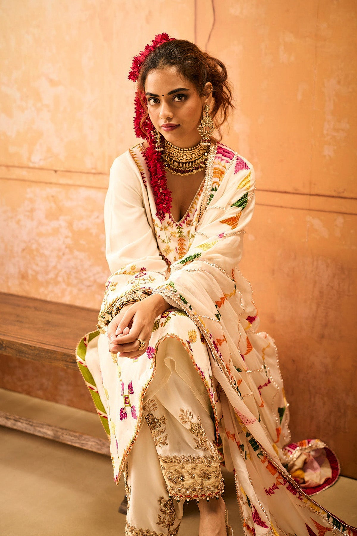 Ivory Phulkari Suit