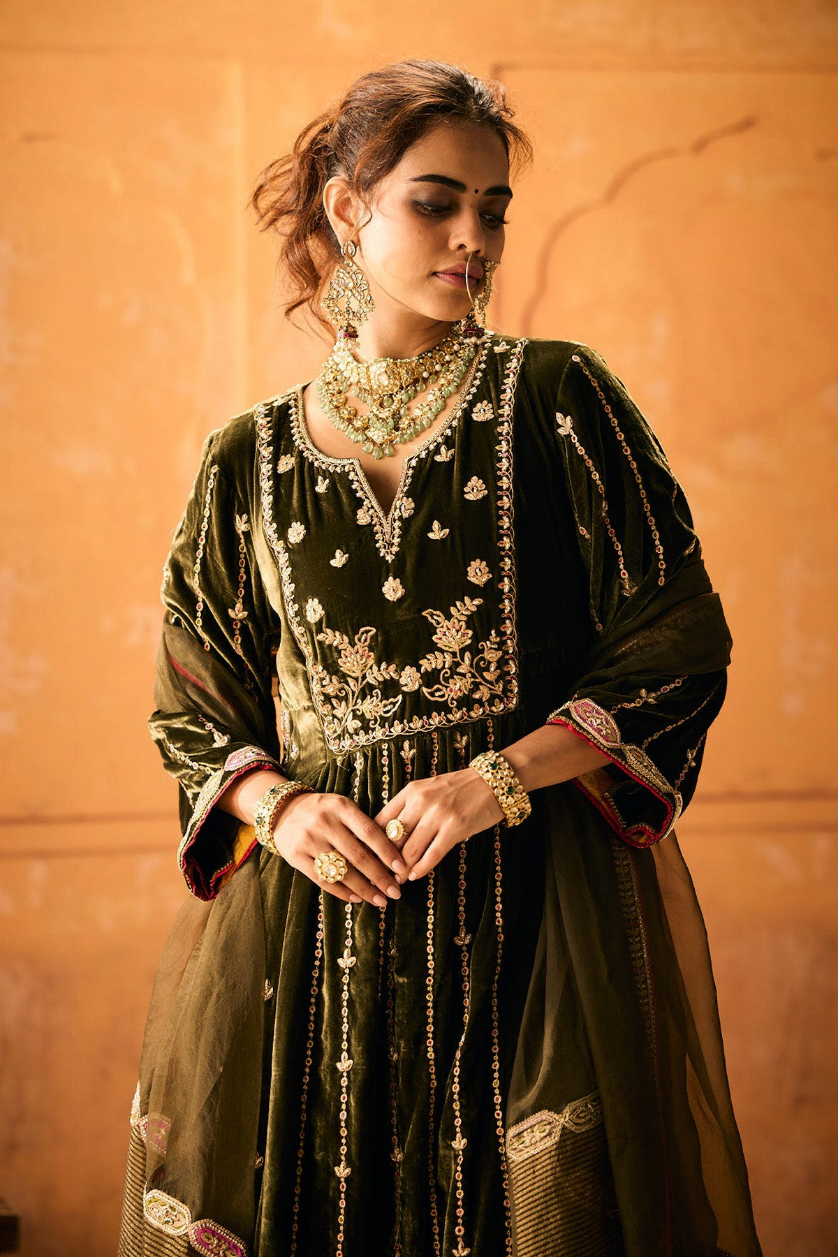 Olive Green Velvet Suit