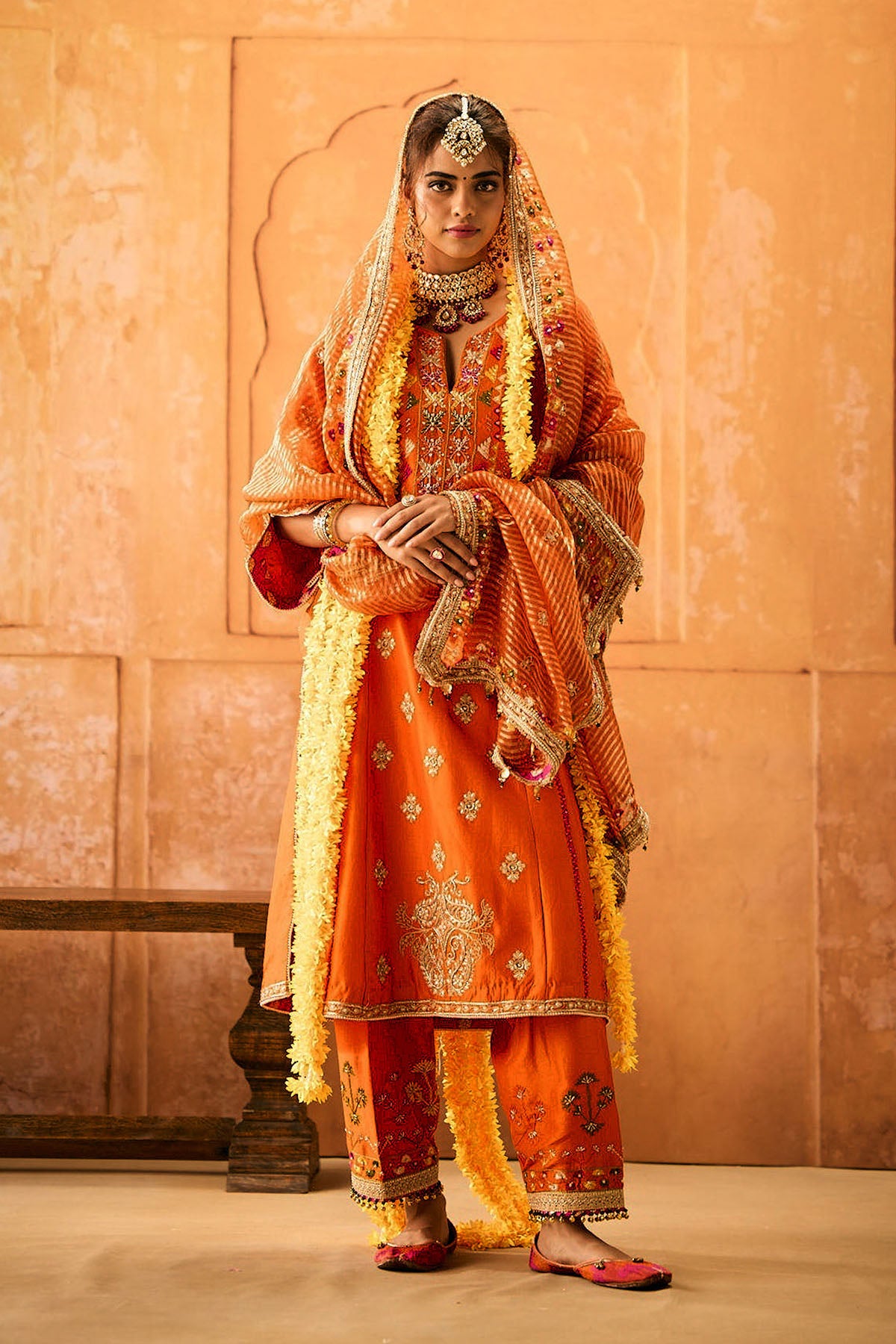 Orange Phulkari Suit