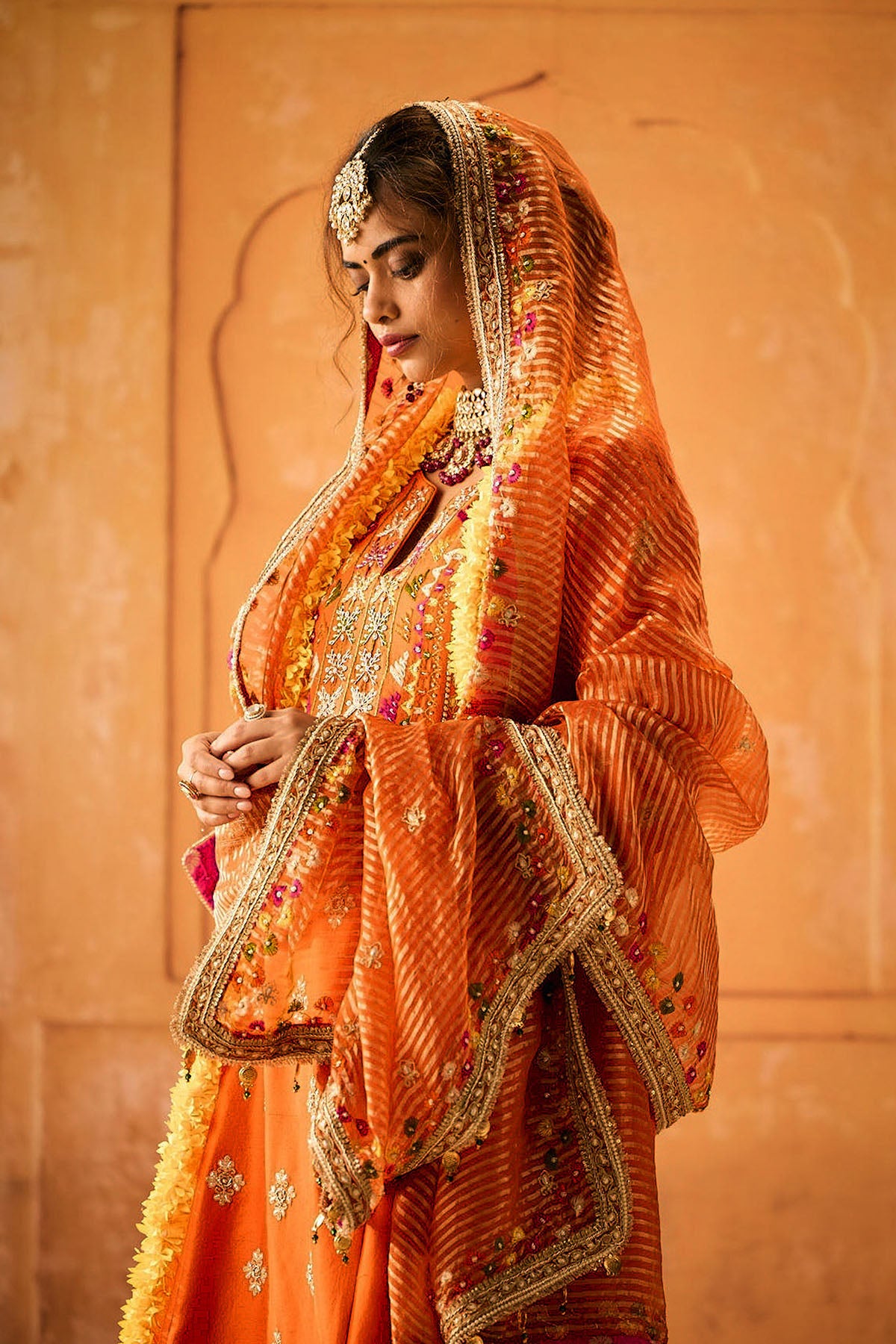 Orange Phulkari Suit