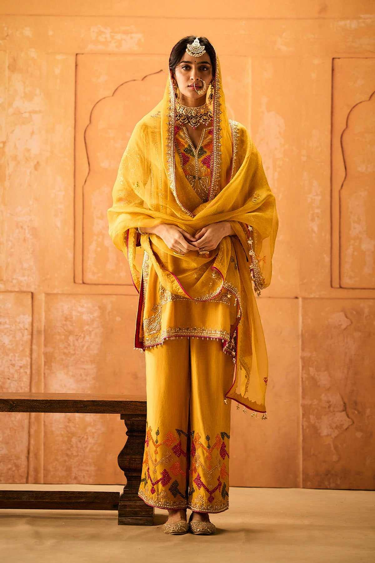 Yellow Phulkari Suit