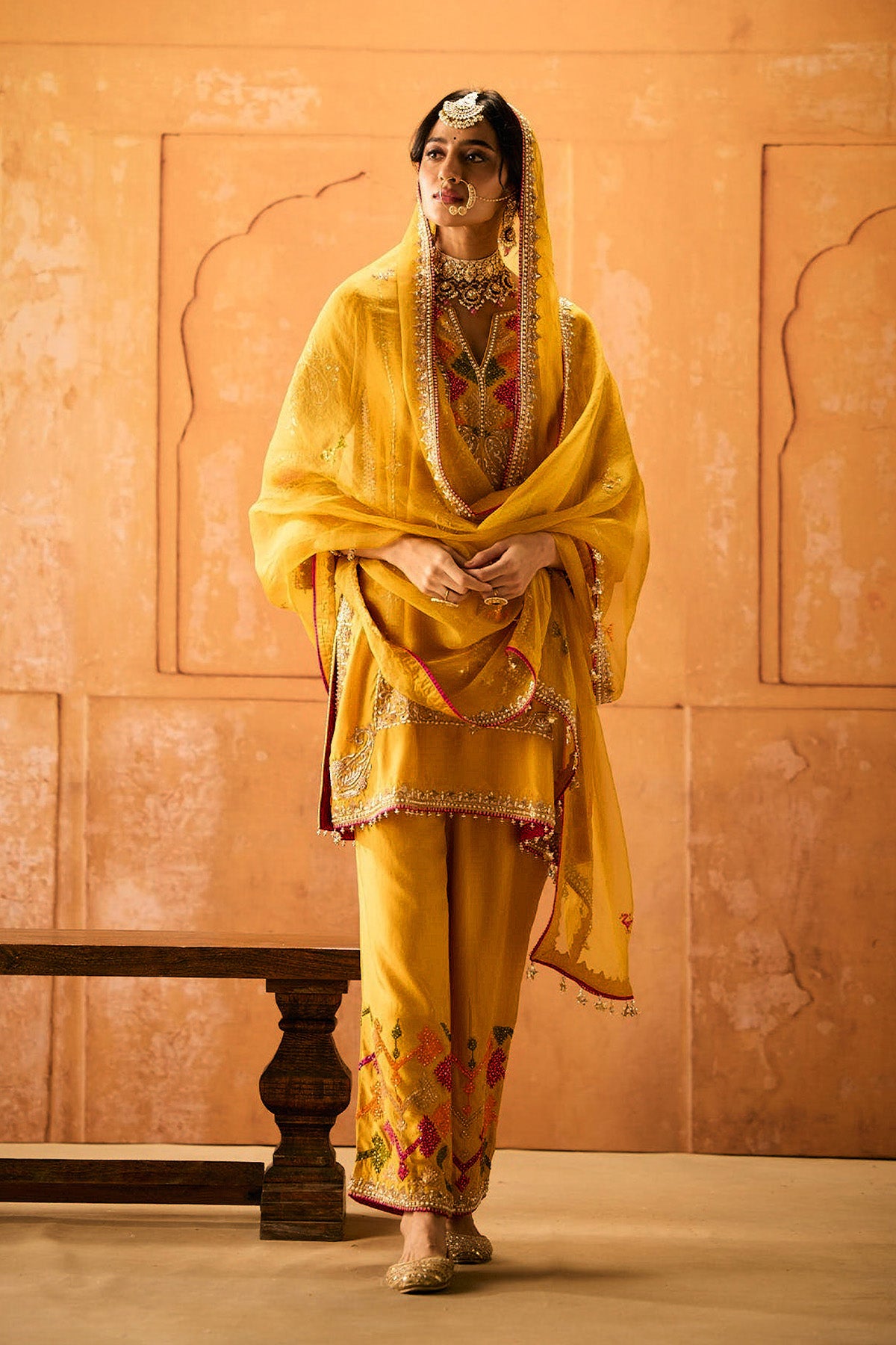 Yellow Phulkari Suit