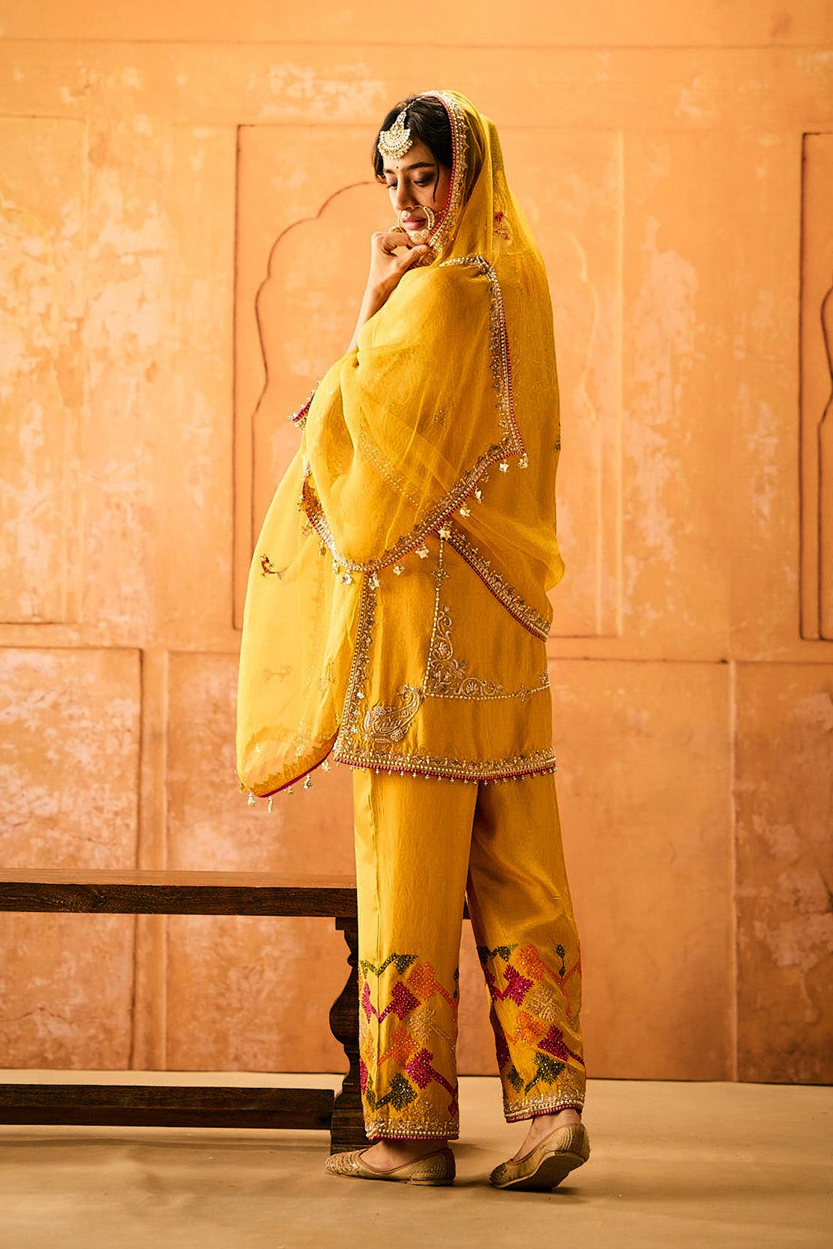 Yellow Phulkari Suit