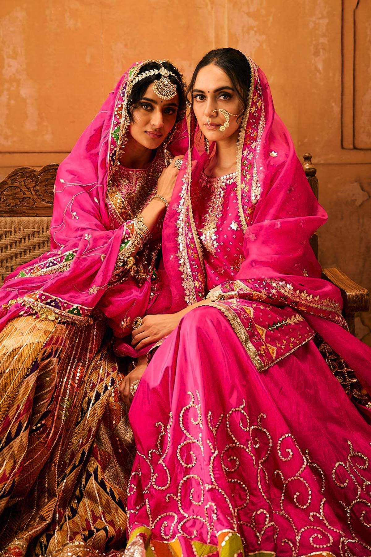 Magenta Phulkari Lehenga