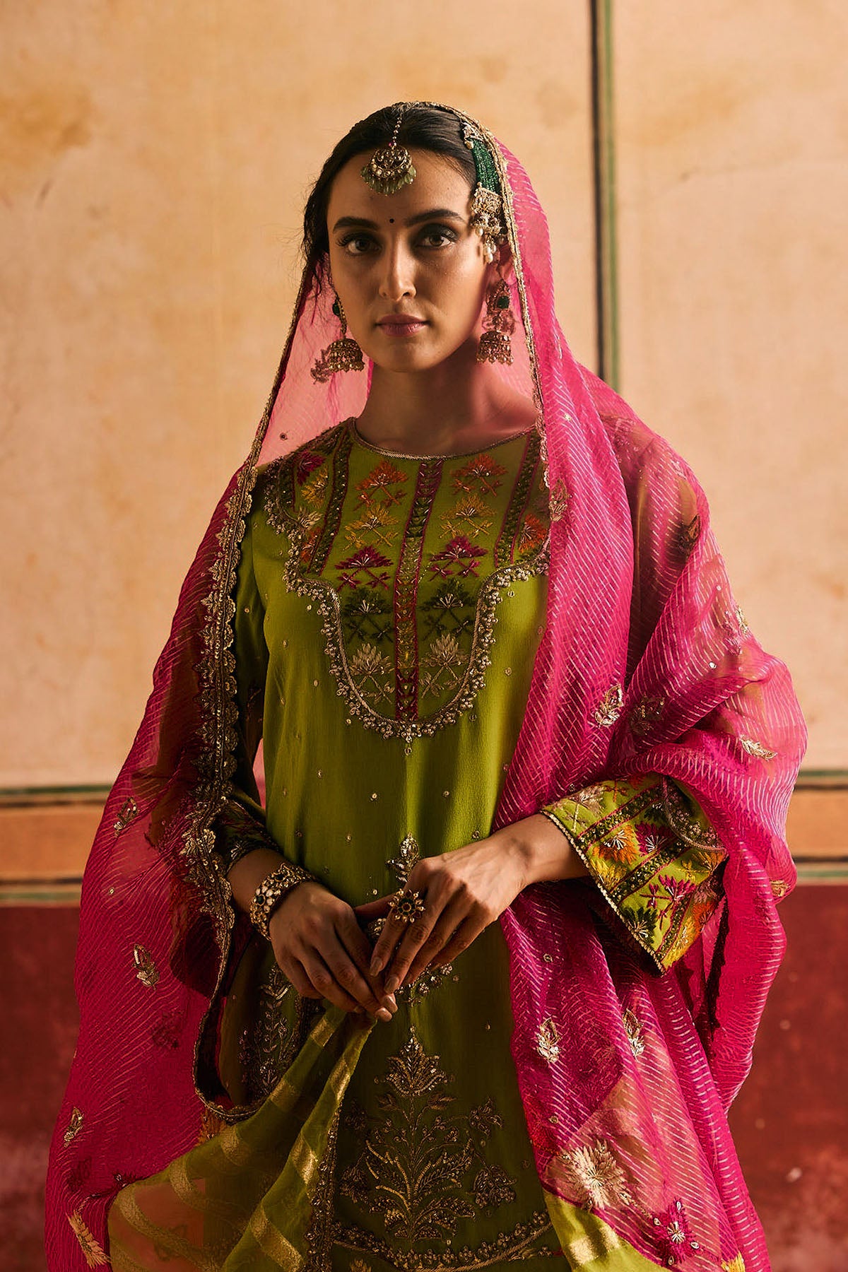 Green Phulkari Suit