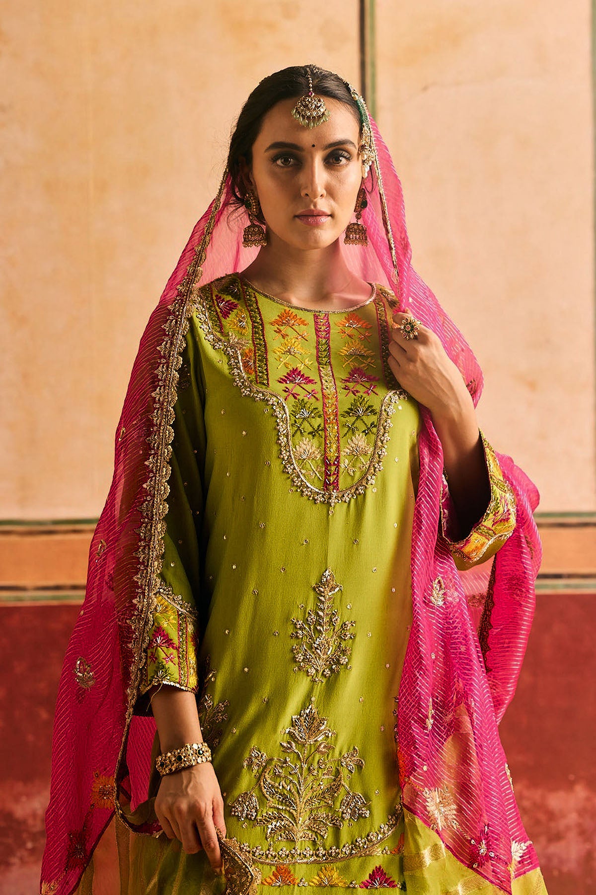 Green Phulkari Suit