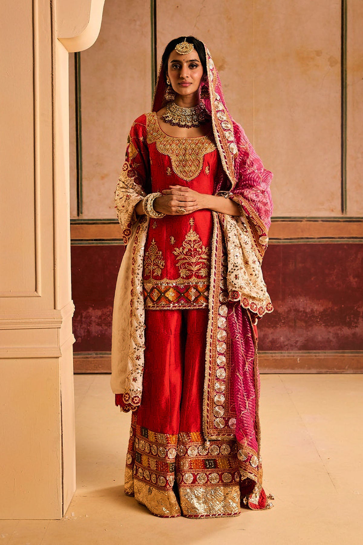 Rust Phulkari Garara