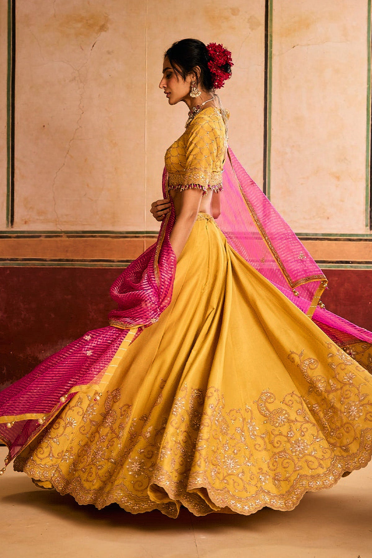 Mustard Pink Lehenga