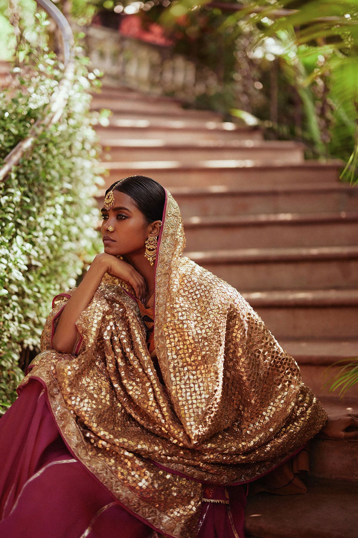 Magenta Phulkari Lehenga
