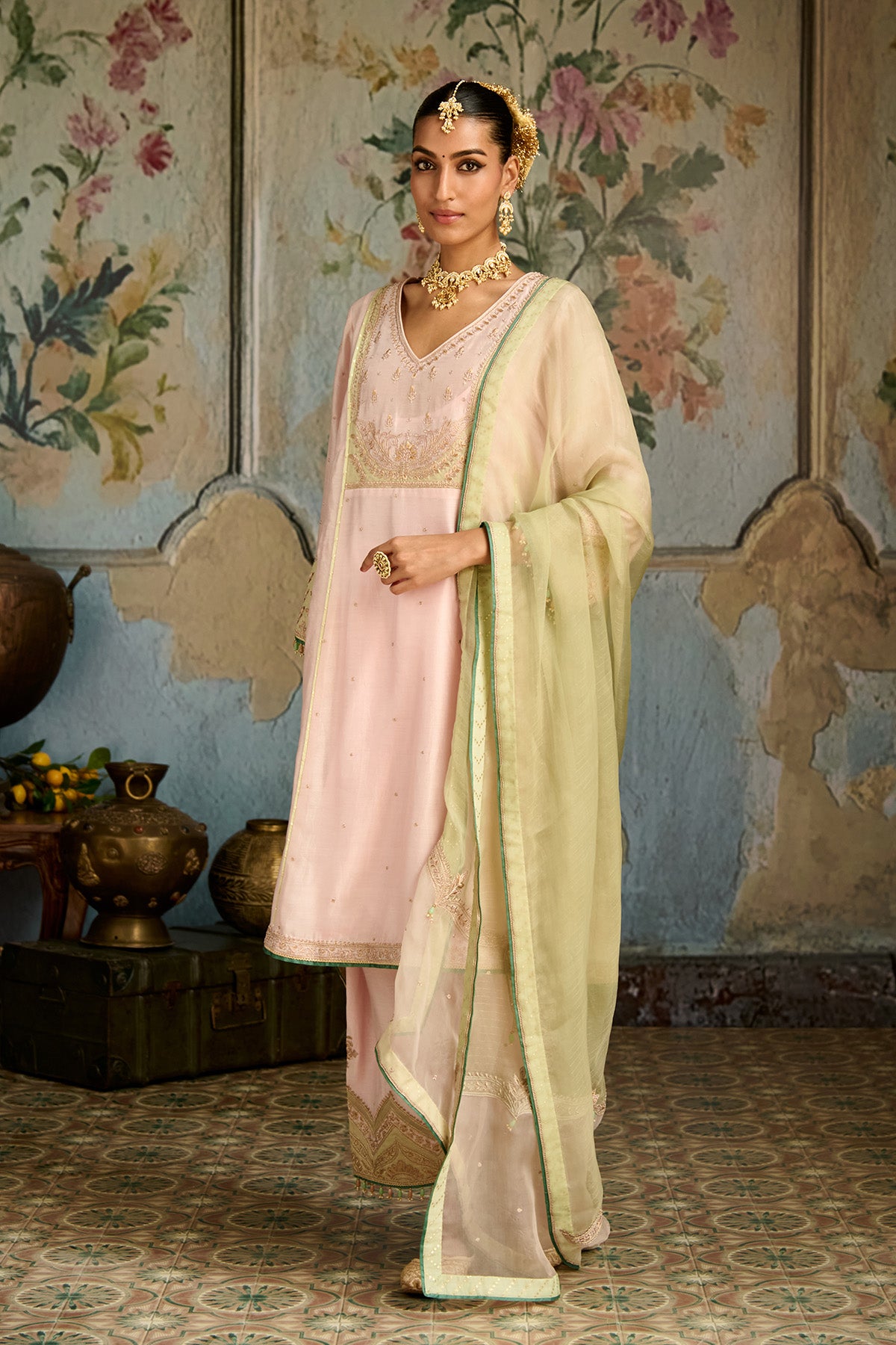 Light Pink Green Salwar Suit