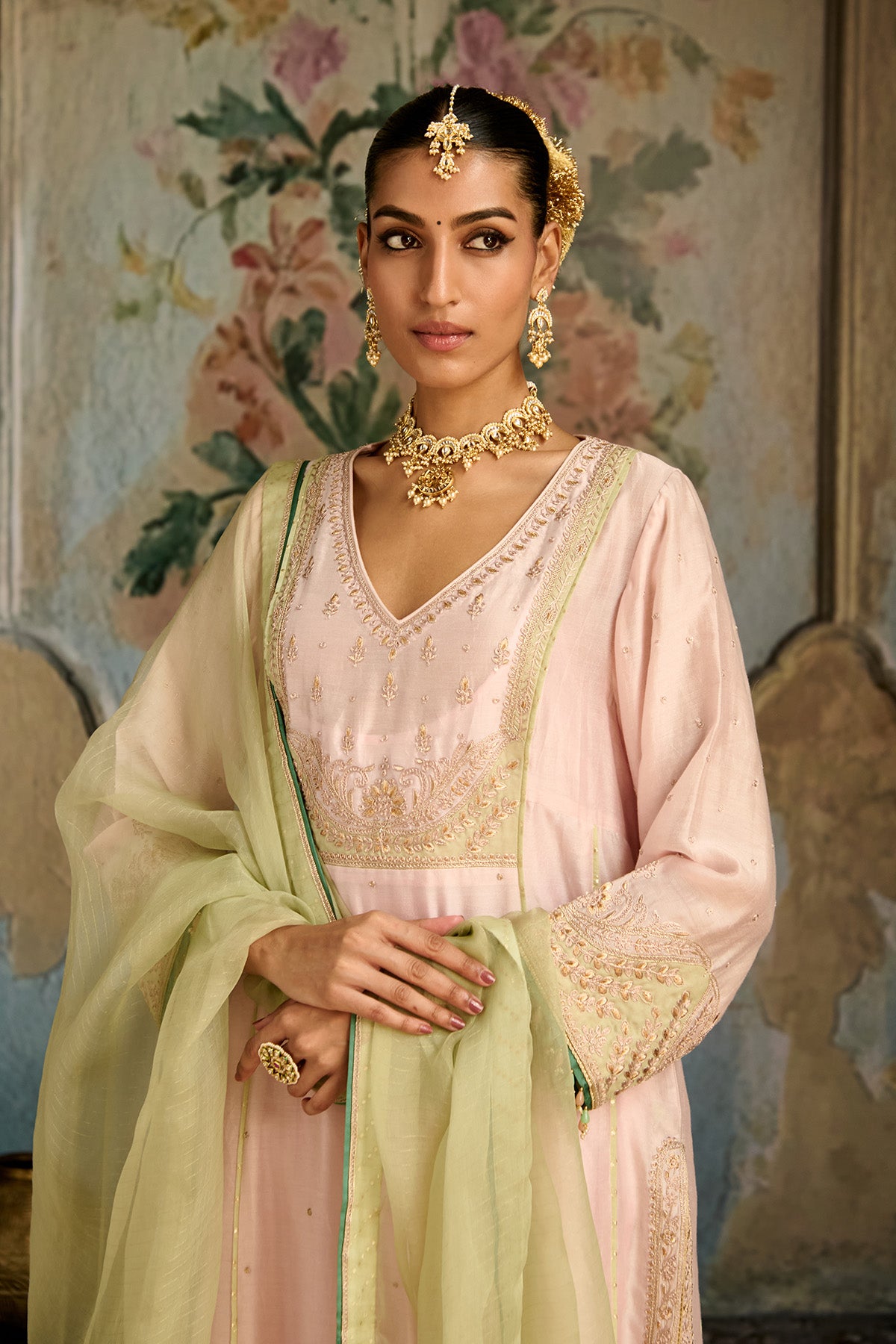 Light Pink Green Salwar Suit