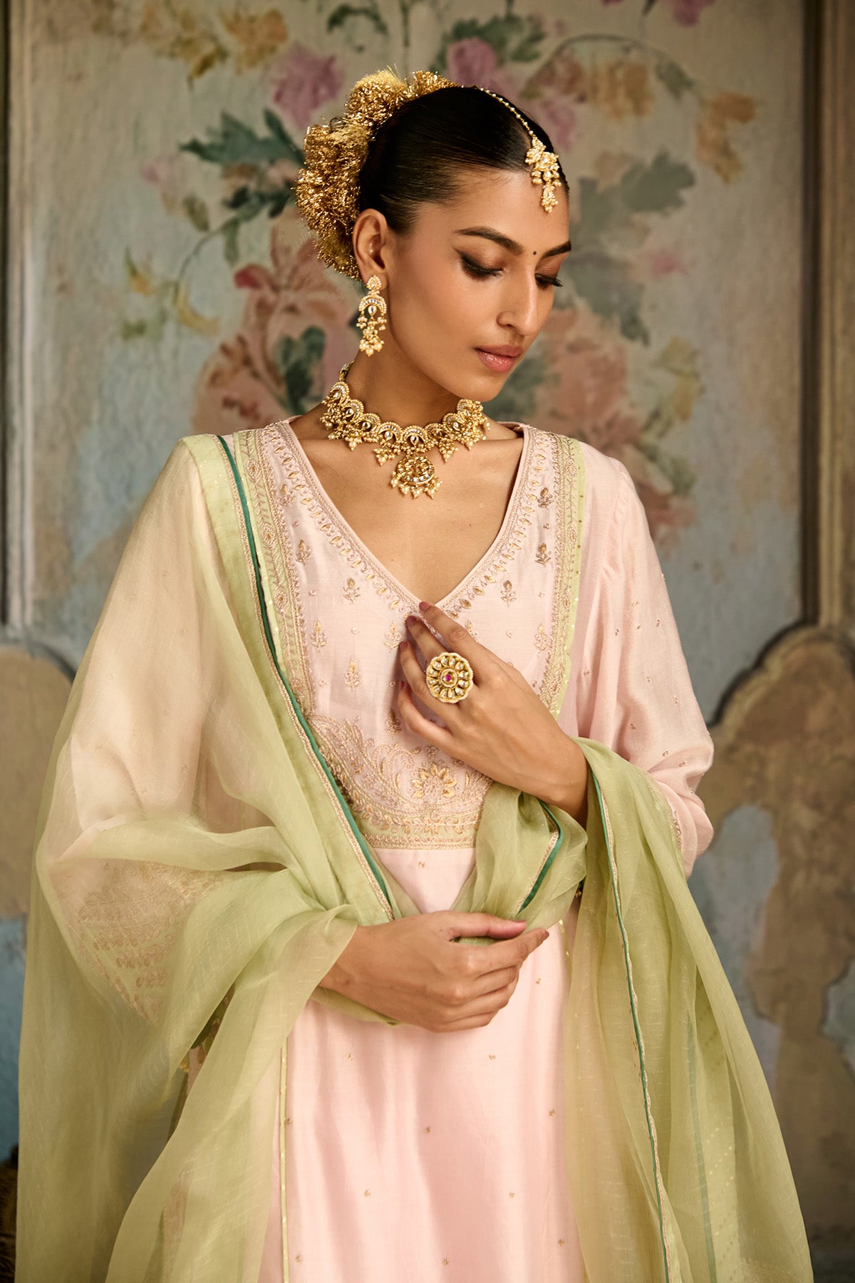 Light Pink Green Salwar Suit