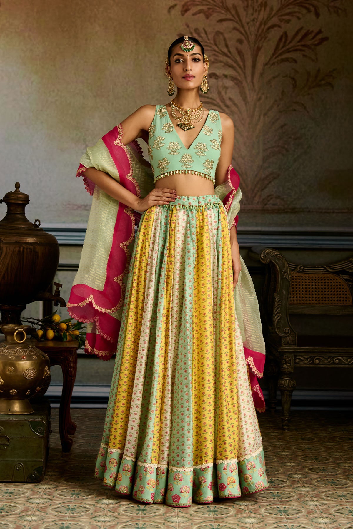 Multi Colored Printed Lehenga