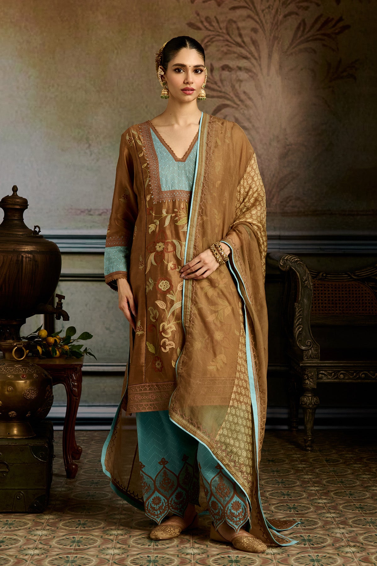 Brown Firozi Salwar Suit